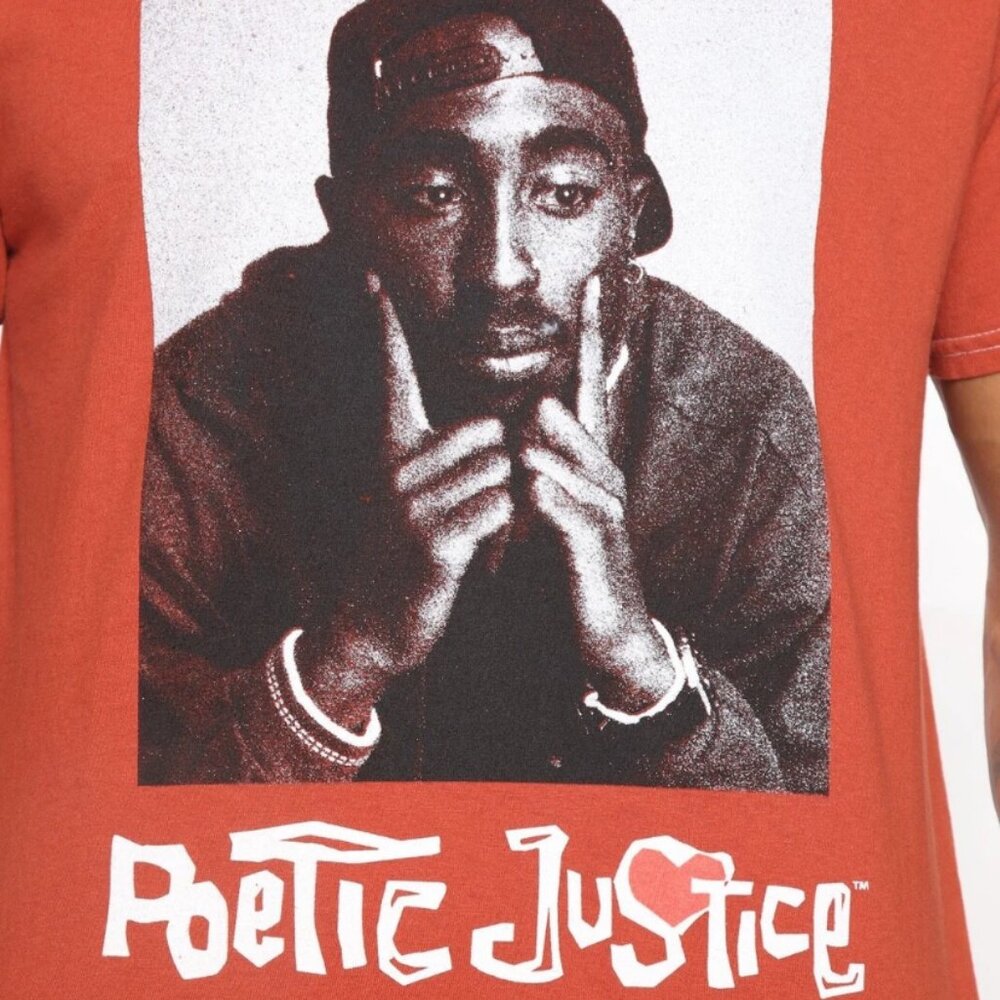 Tupac Poetic Justice Short Sleeve Tee Mens Size 2XL Brown NWT